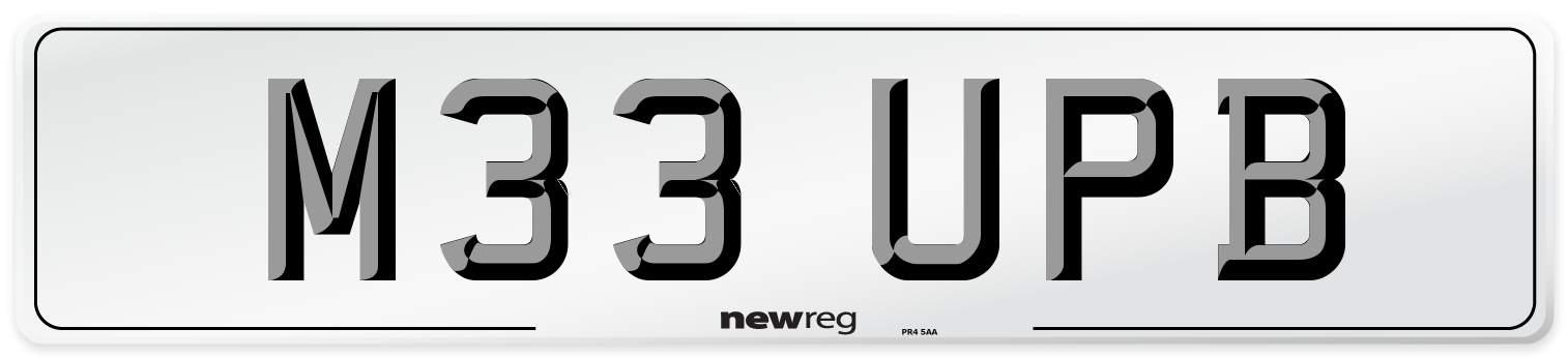 M33 UPB Number Plate from New Reg